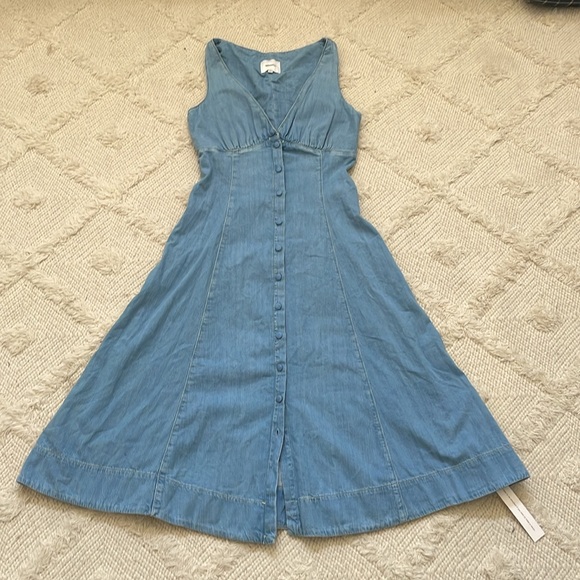 New Reformation Sebastian Denim Midi Dress - Picture 5 of 8